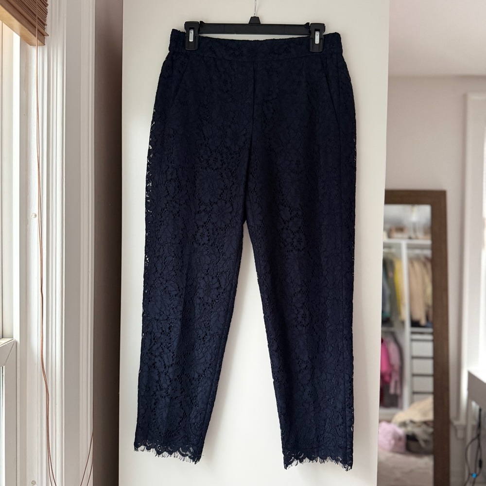 JCREW | HIGH RISE RED LACE STRAIGHT LEG HOLIDAY CHRISTMAS TROUSER PANTS - Picture 11 of 11